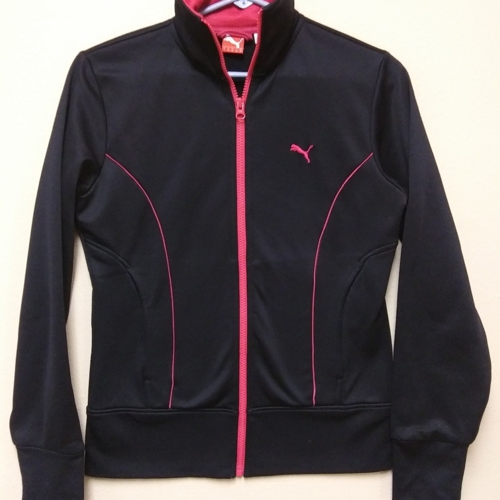 Puma Small Black & Pink Zip Track Jacket